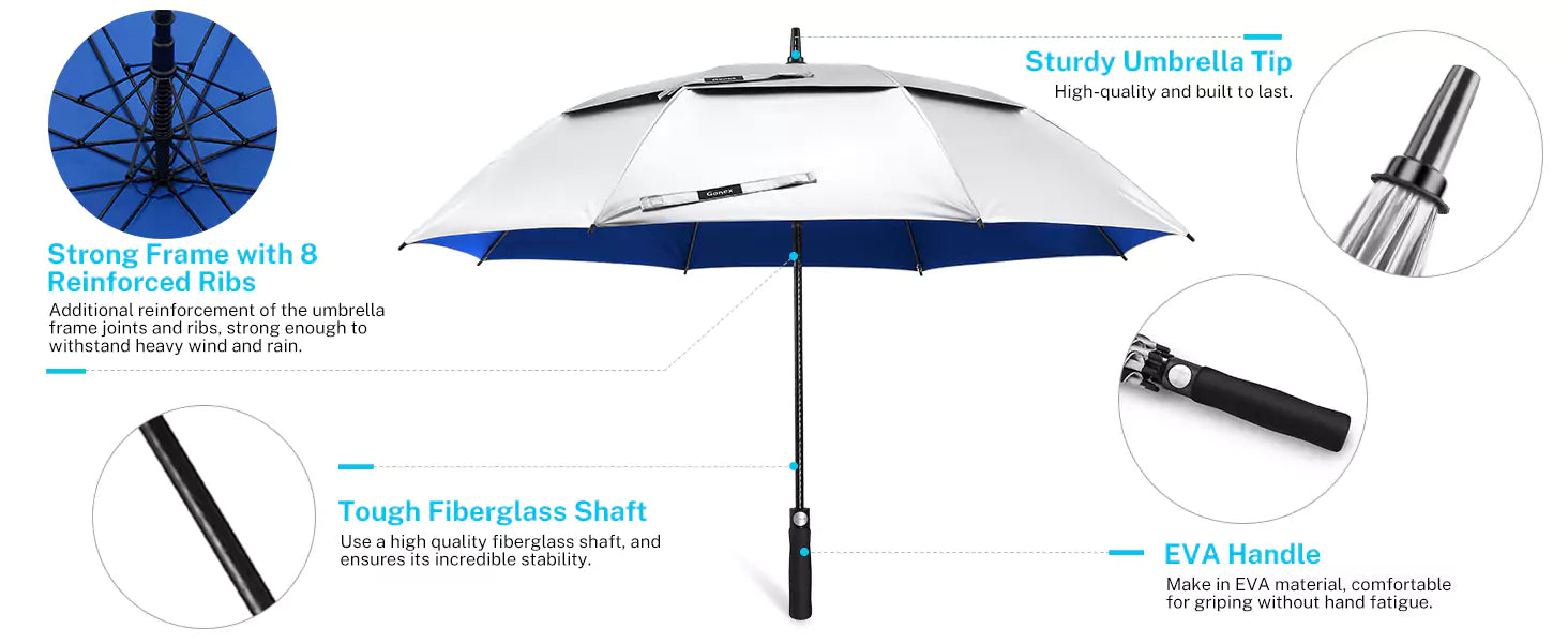 Gonex large golf umbrella features