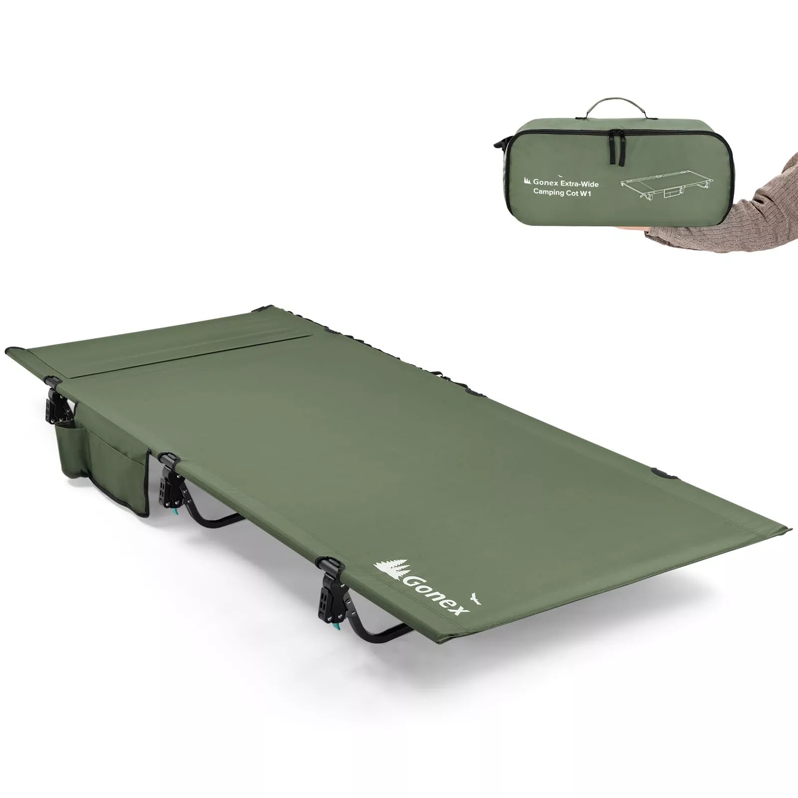 Gonex army green collapsible camping cot