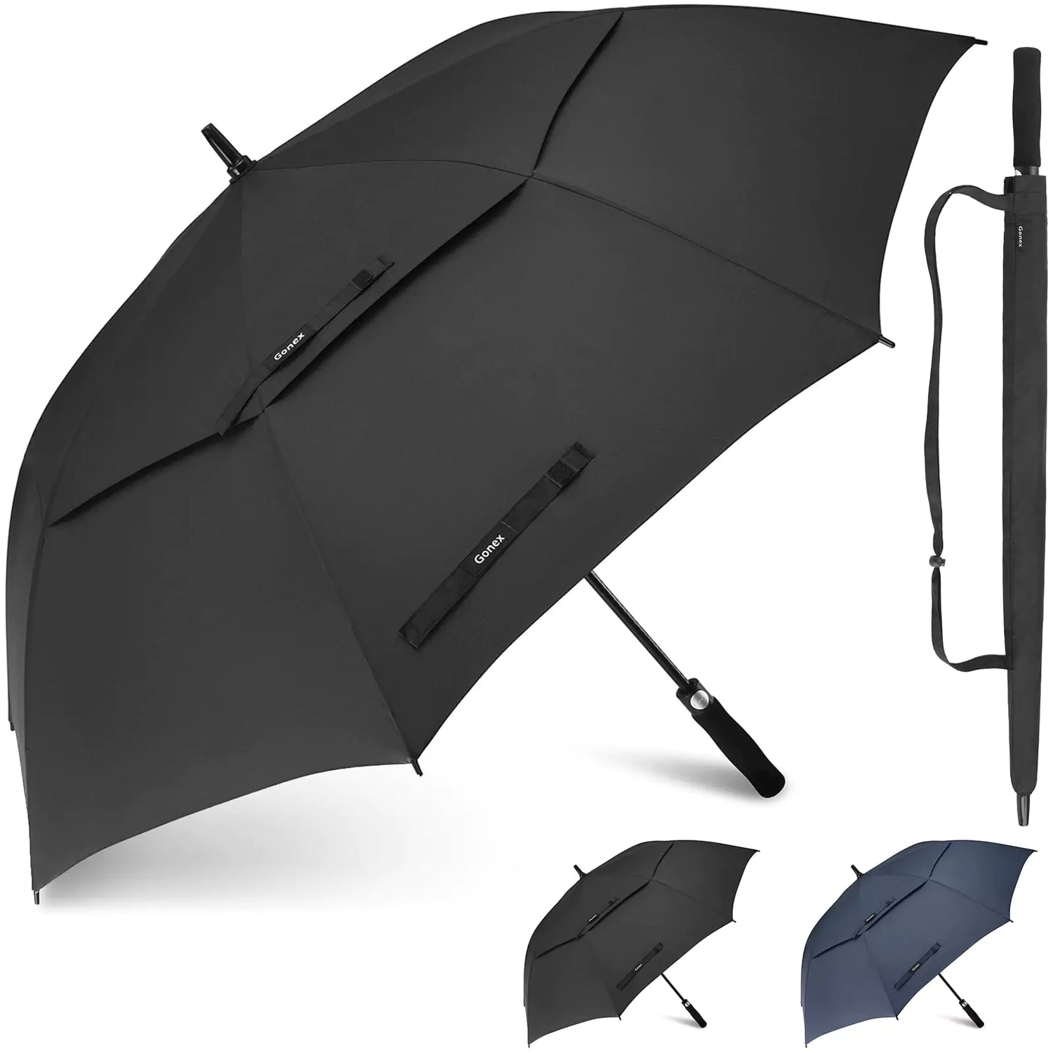 Black auto open golf umbrella