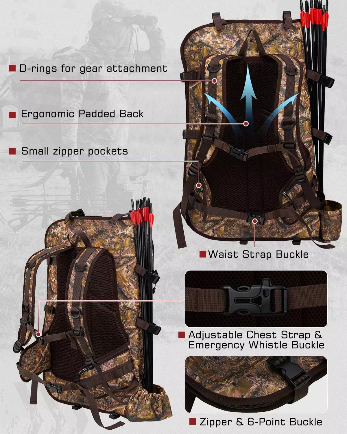 Gonex bow hunting pack features