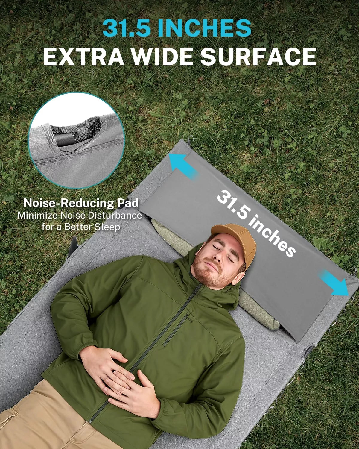 Gonex camping cot grey with 31.5 inches extra wide surface