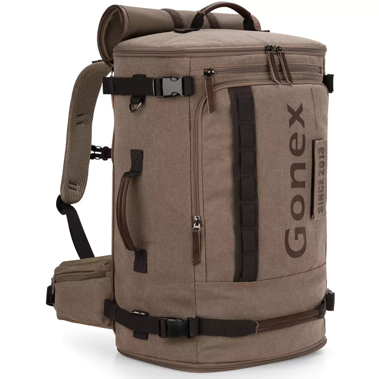 Gonex canvas travel backpack coffee brown