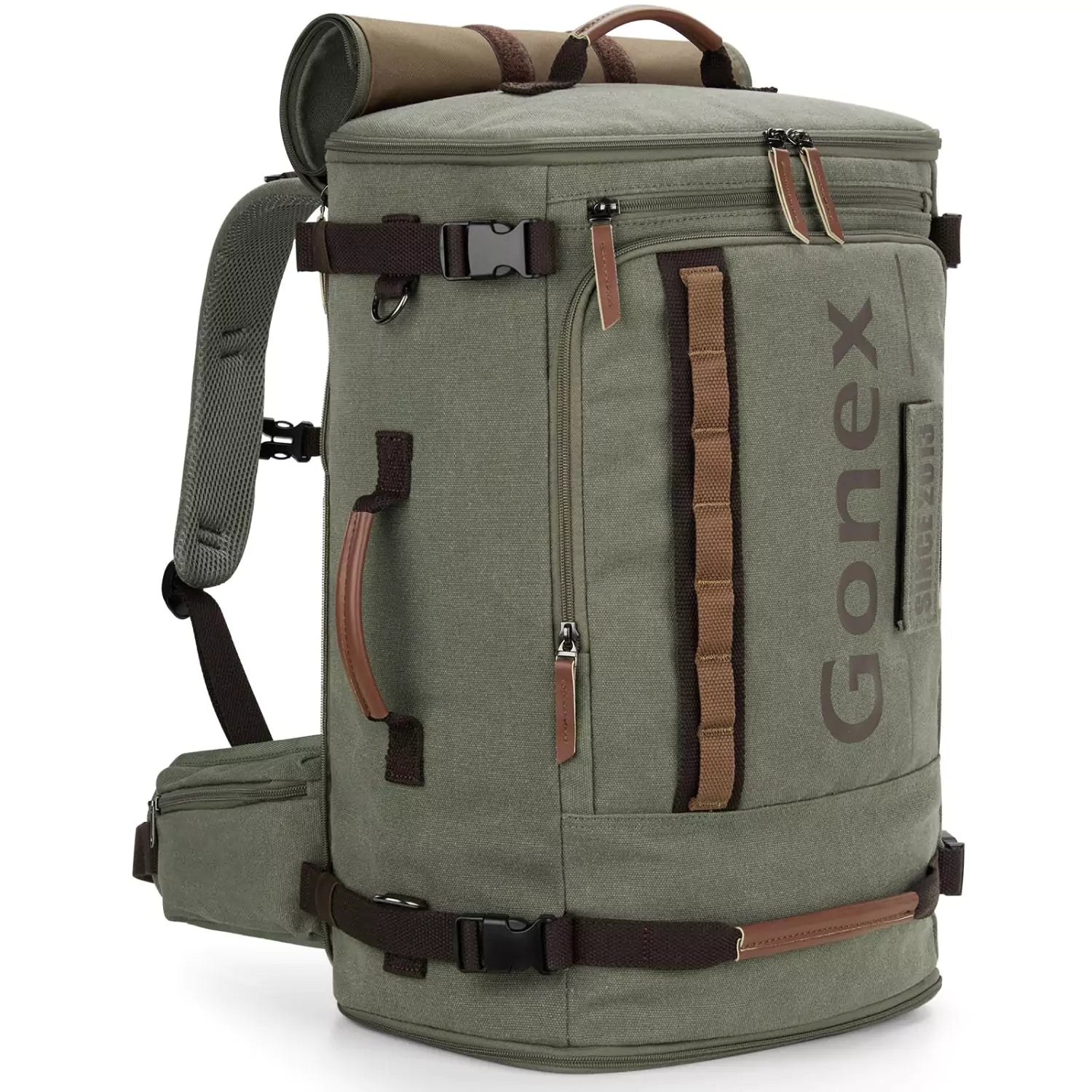 Gonex canvas travel backpack green