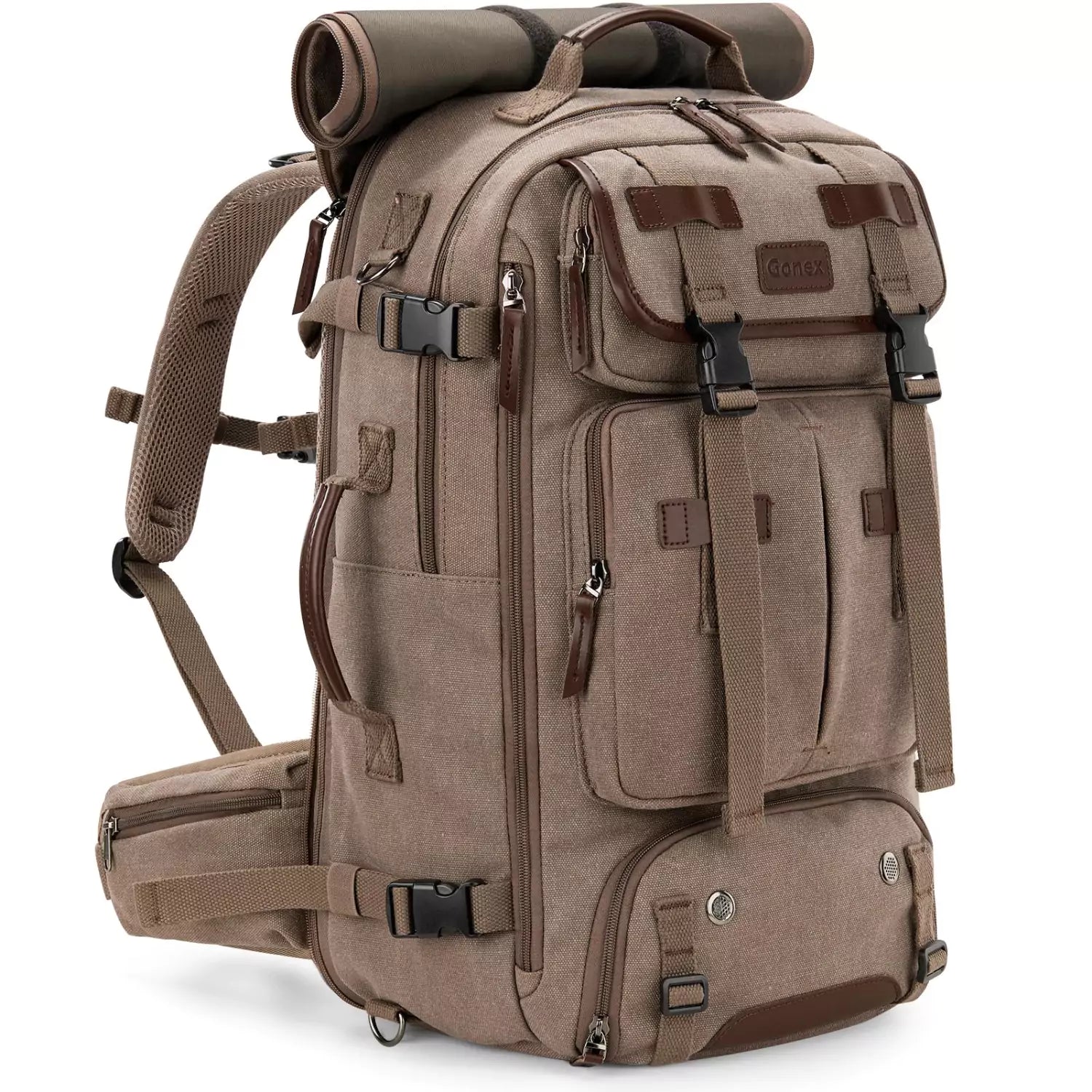 Gonex canvas travel rucksack coffee brown