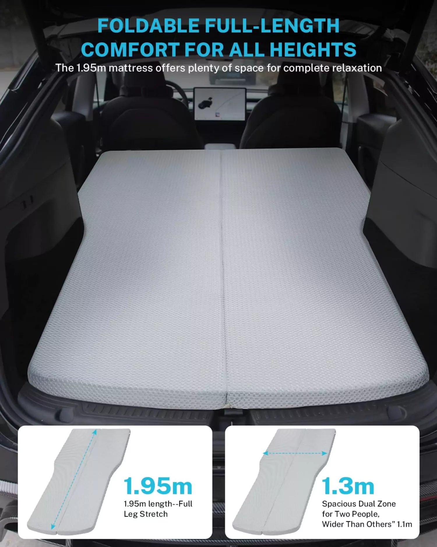 Foldable full length car mattress