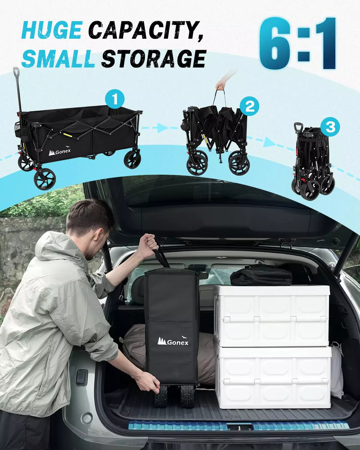 6:1 huge capacity collapsible all terrain wagon
