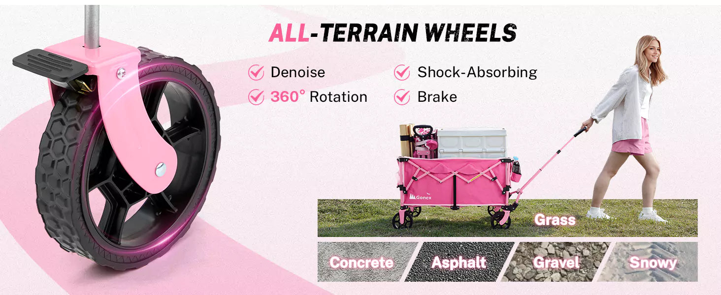All terrain collapsible cart with wheels