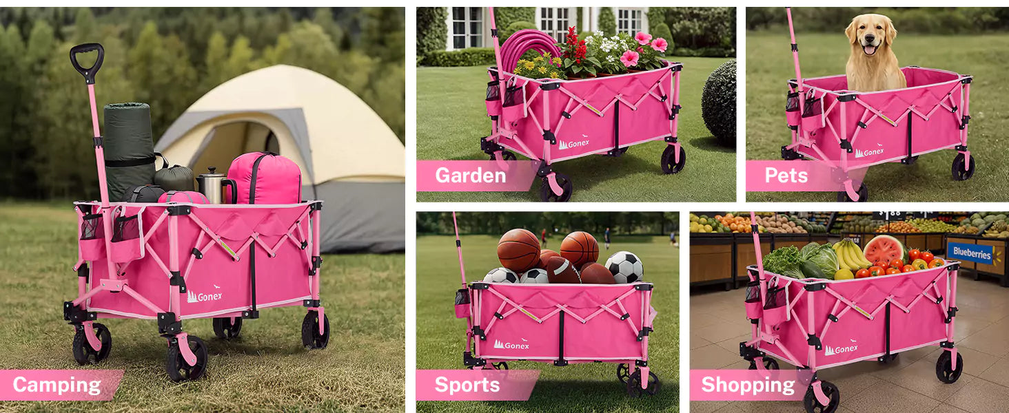 Collapsible folding cart with wheels applications