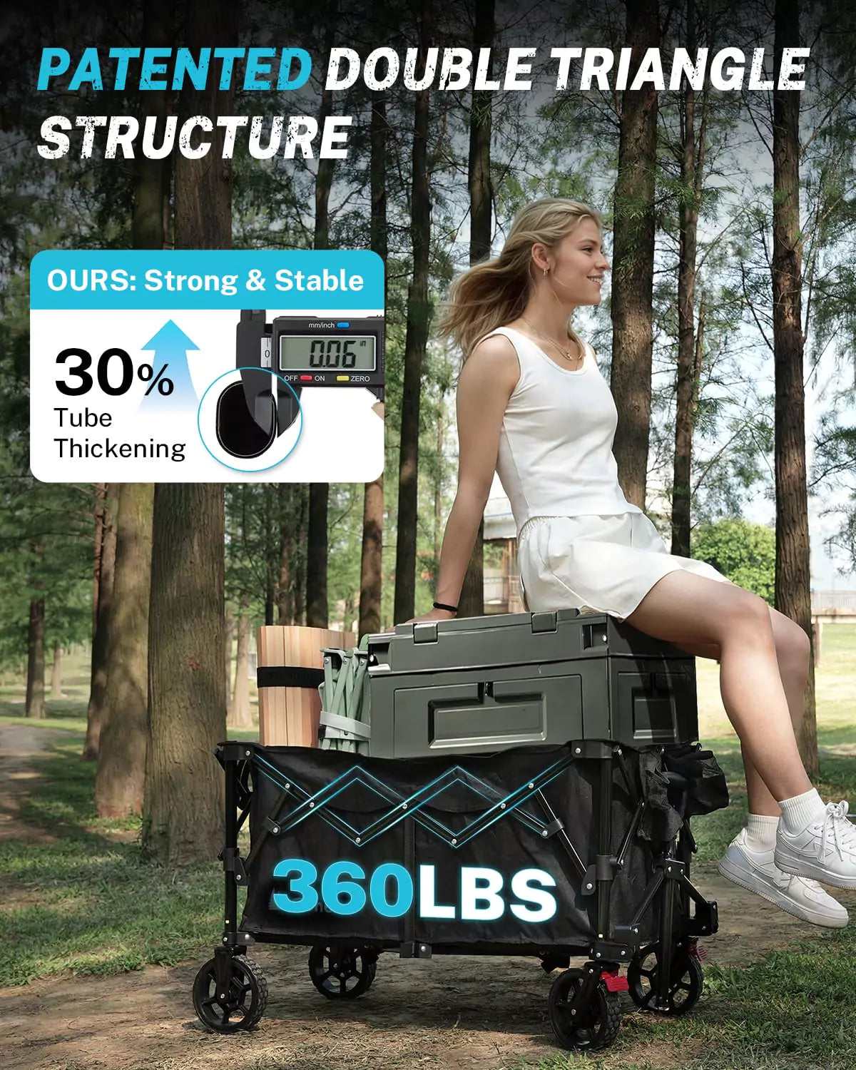 Patented double triangle structure collapsible folding wagon