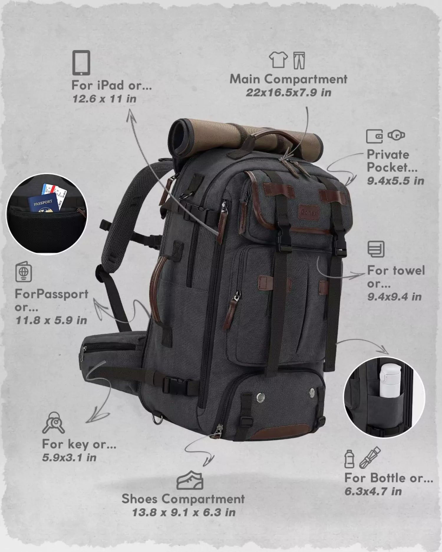 Gonex cool travel backpacks features