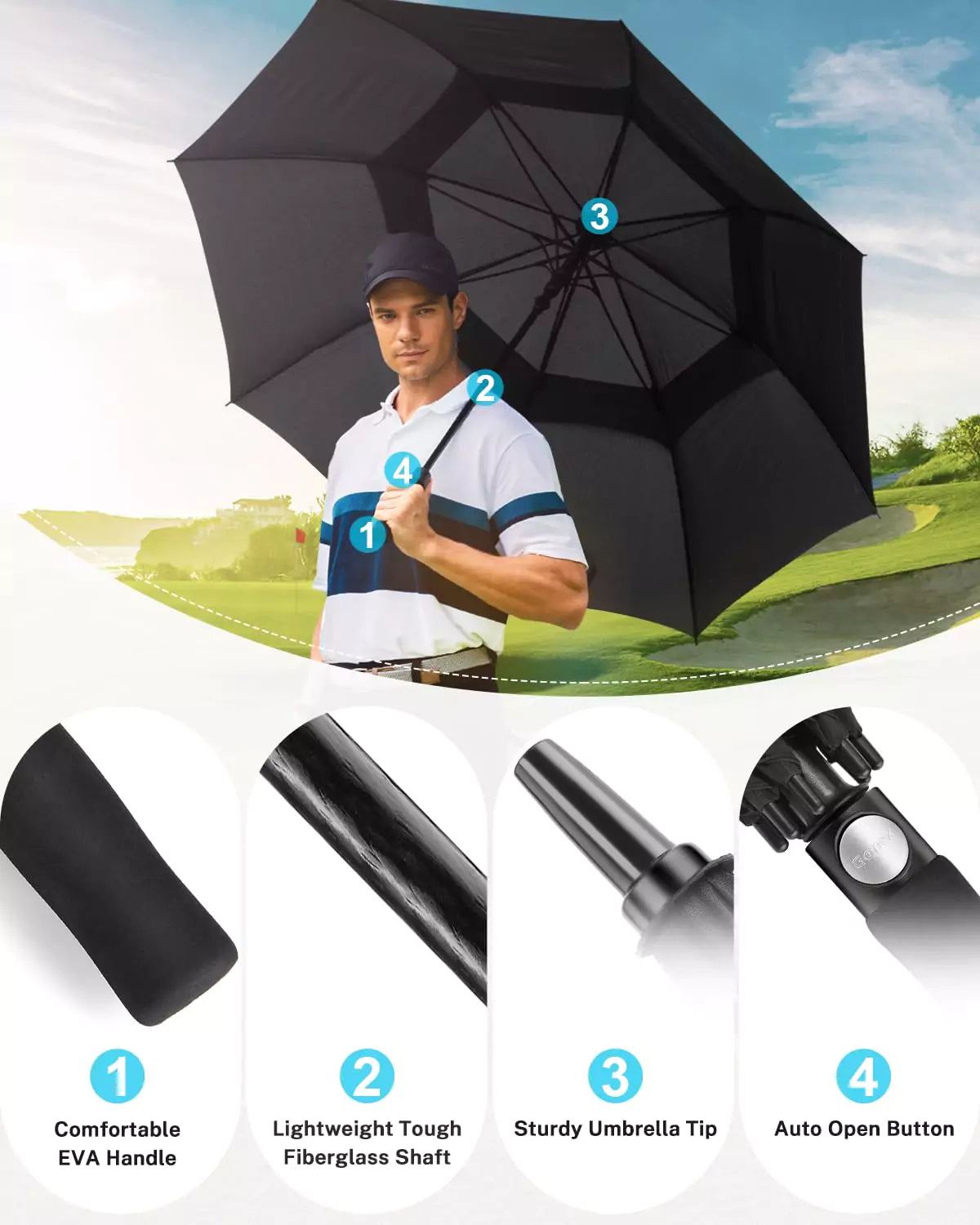 Gonex double canopy umbrella