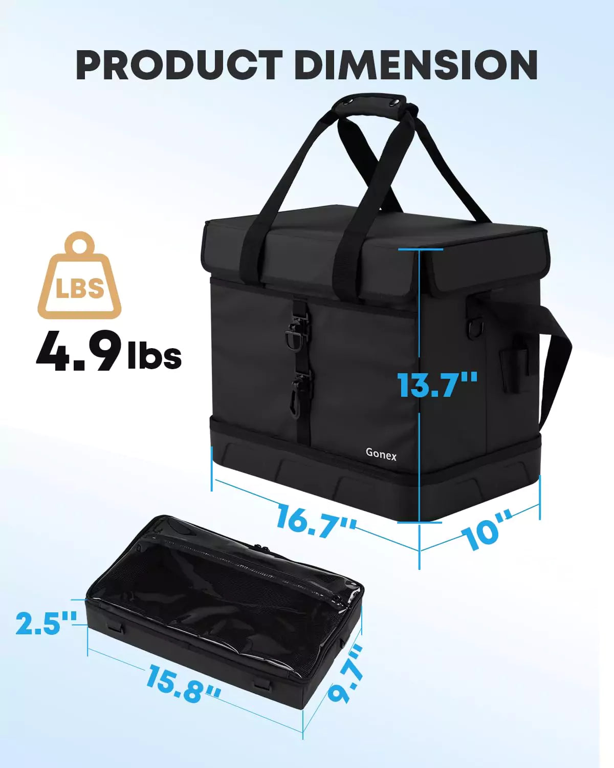 Gonex fish tackle bag dimension