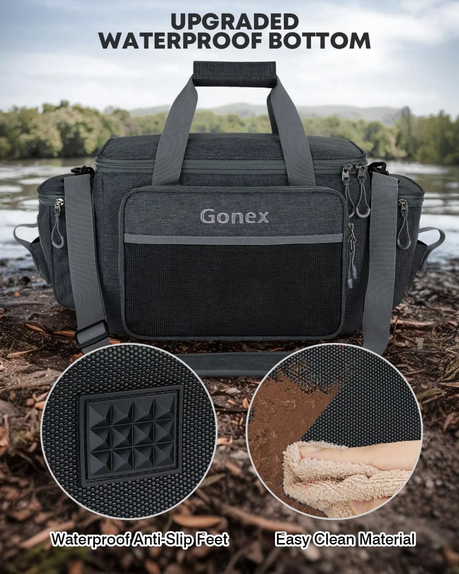 Upgraded waterproof bottom fishing gear bag
