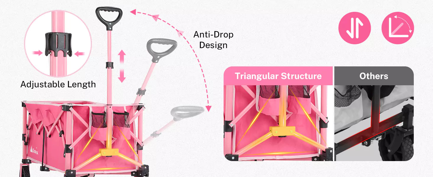 Foldable carts with wheels features