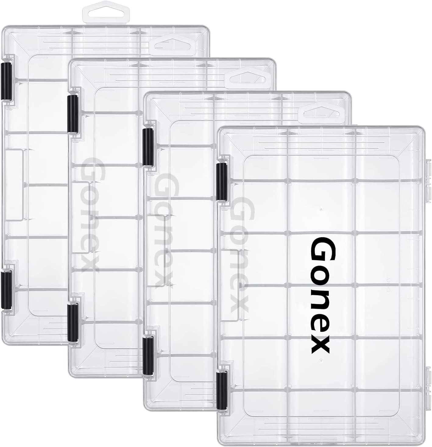 Gonex 3600 Fishing Tackle Boxes with Non-Slip Openings, Transparent / 4 Packs Gonex 3600 Fishing Tackle Boxes with Non-Slip Openings, Transparent / 4 Packs
