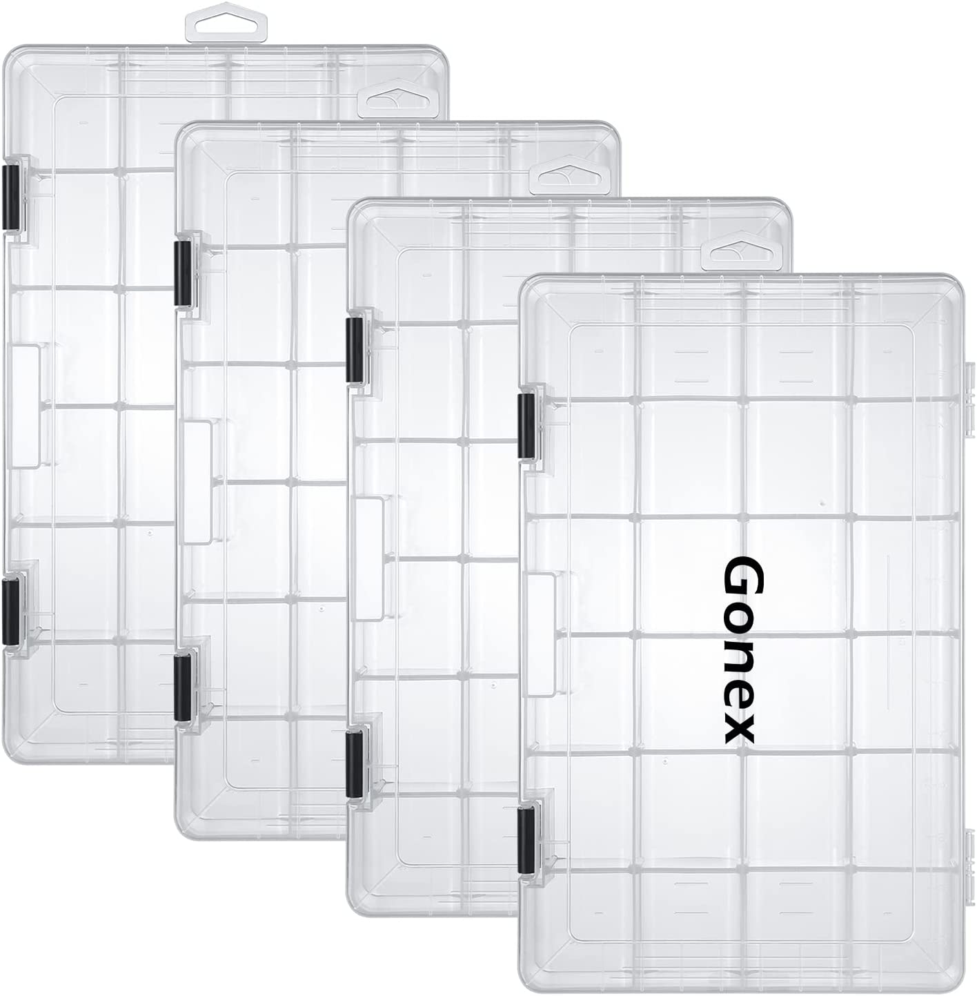 Gonex 3700 Clear Fishing Tackle Boxes with Compartment Storage, Clear / 4 Packs / United States Gonex 3700 Clear Fishing Tackle Boxes with Compartment Storage, Clear / 4 Packs / United States