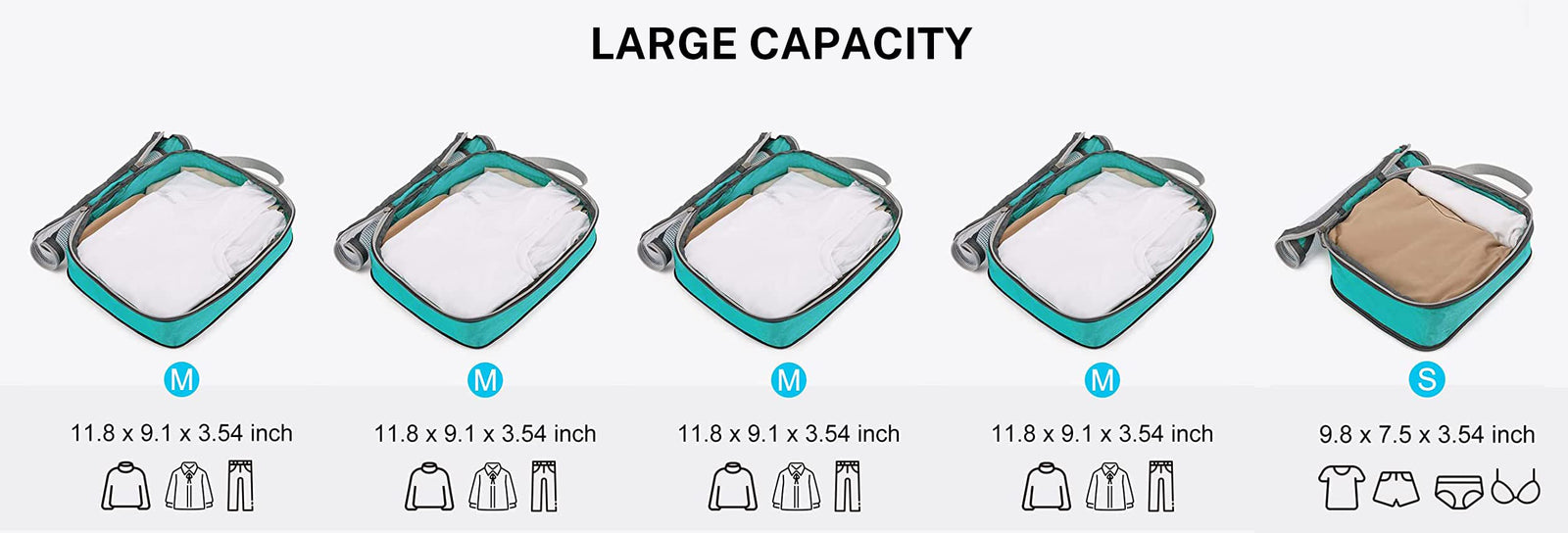 Capacity of Gonex Compression Packing Cubes