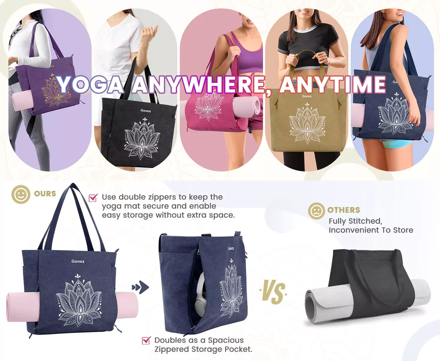 Gonex large blue yoga mat bag