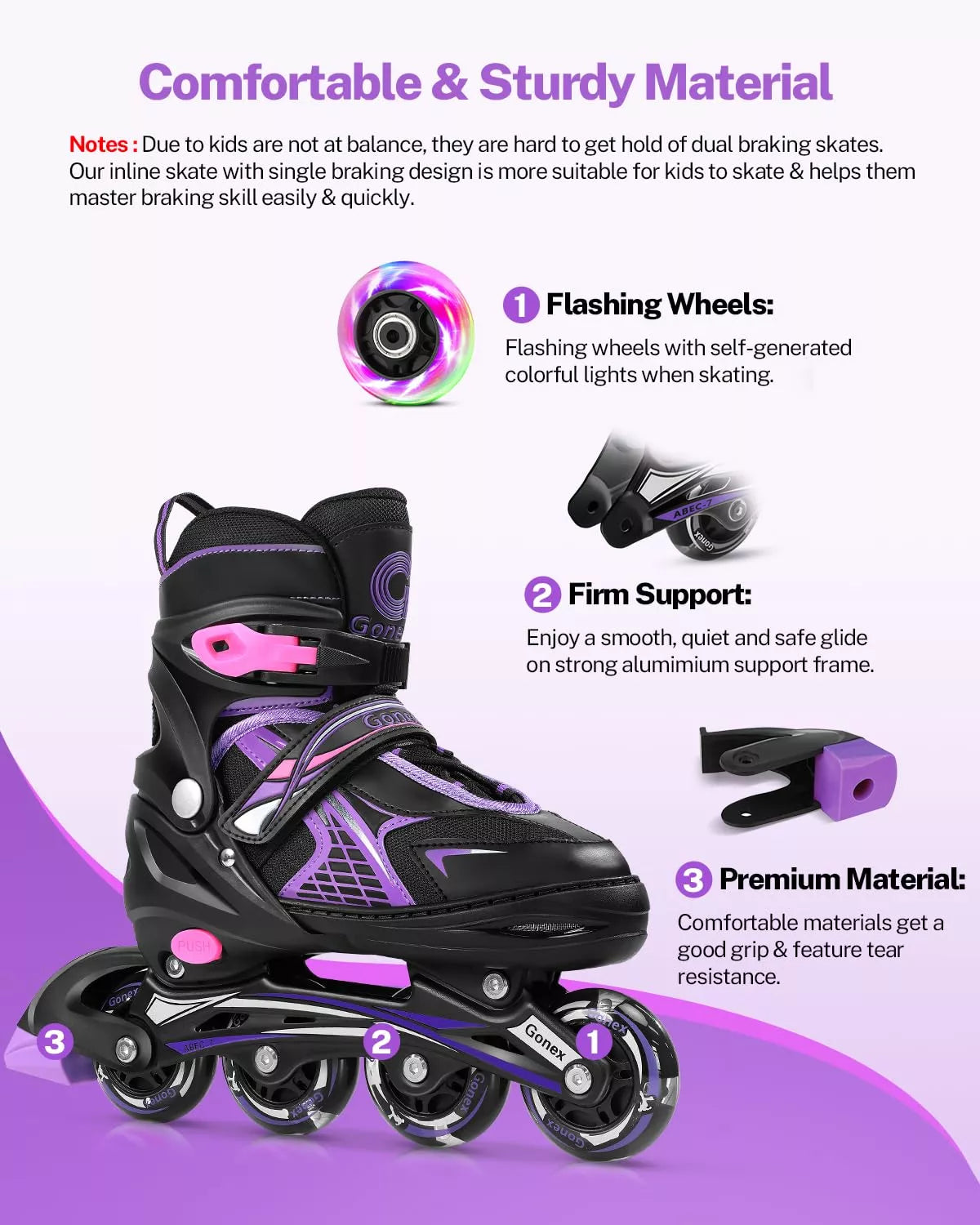 Comfortable and sturdy material made inline speed skates purple