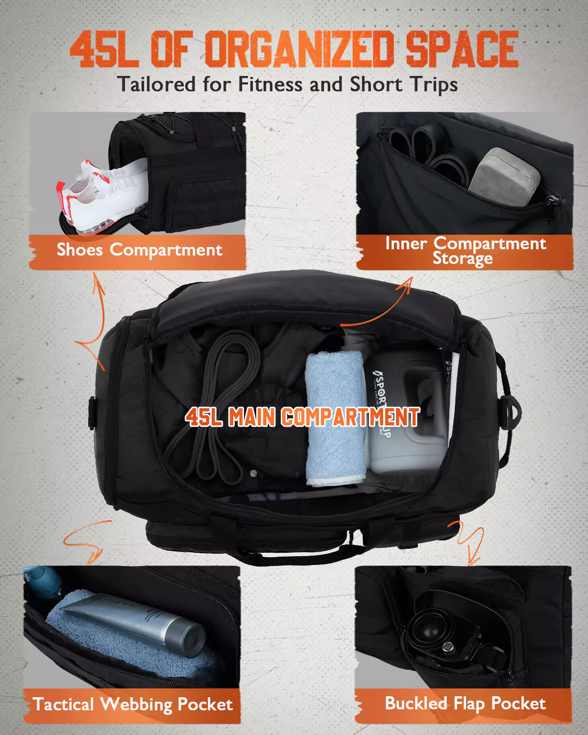 45l of organized space of military nyon duffle bag