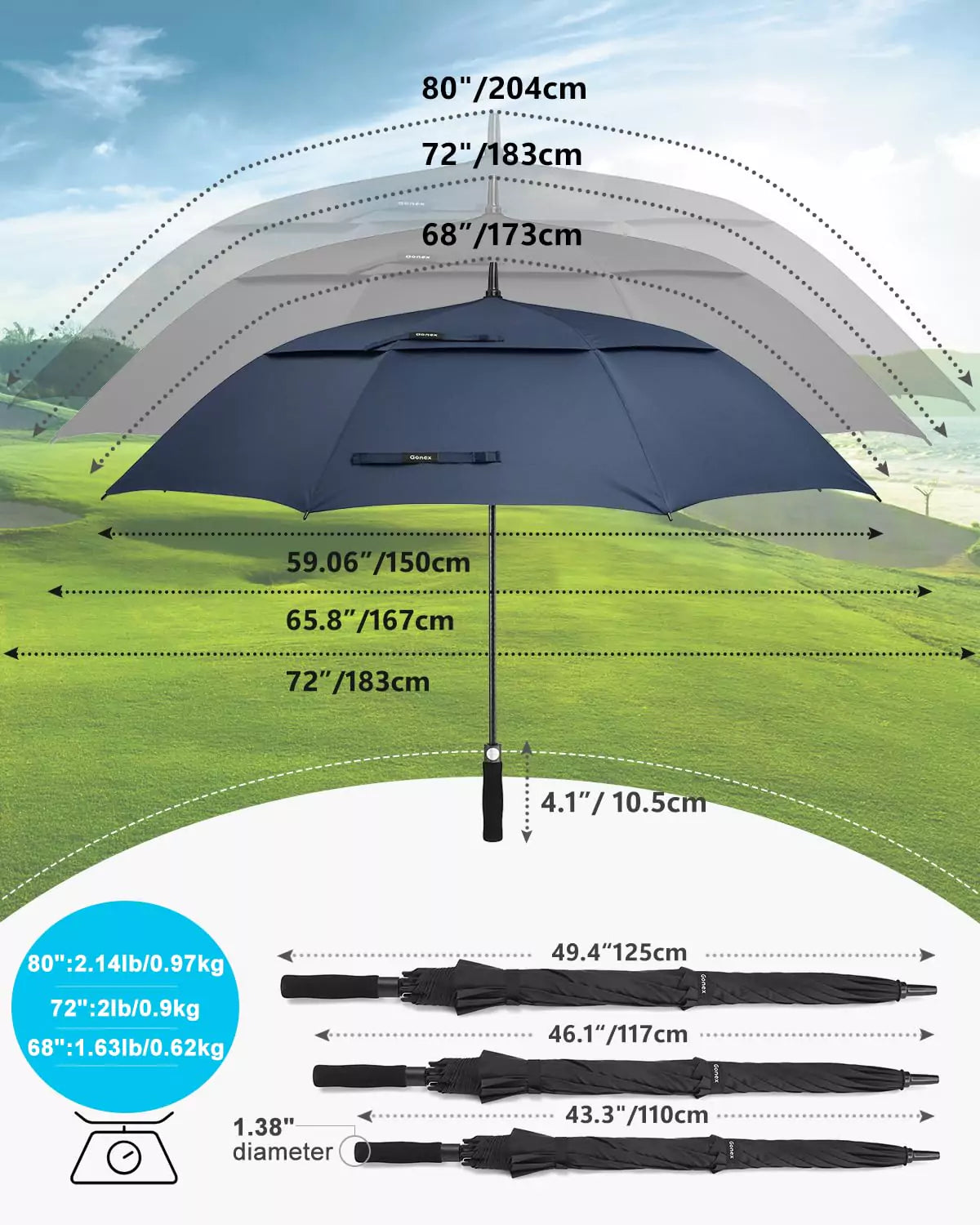 Gonex oversized golf umbrella size