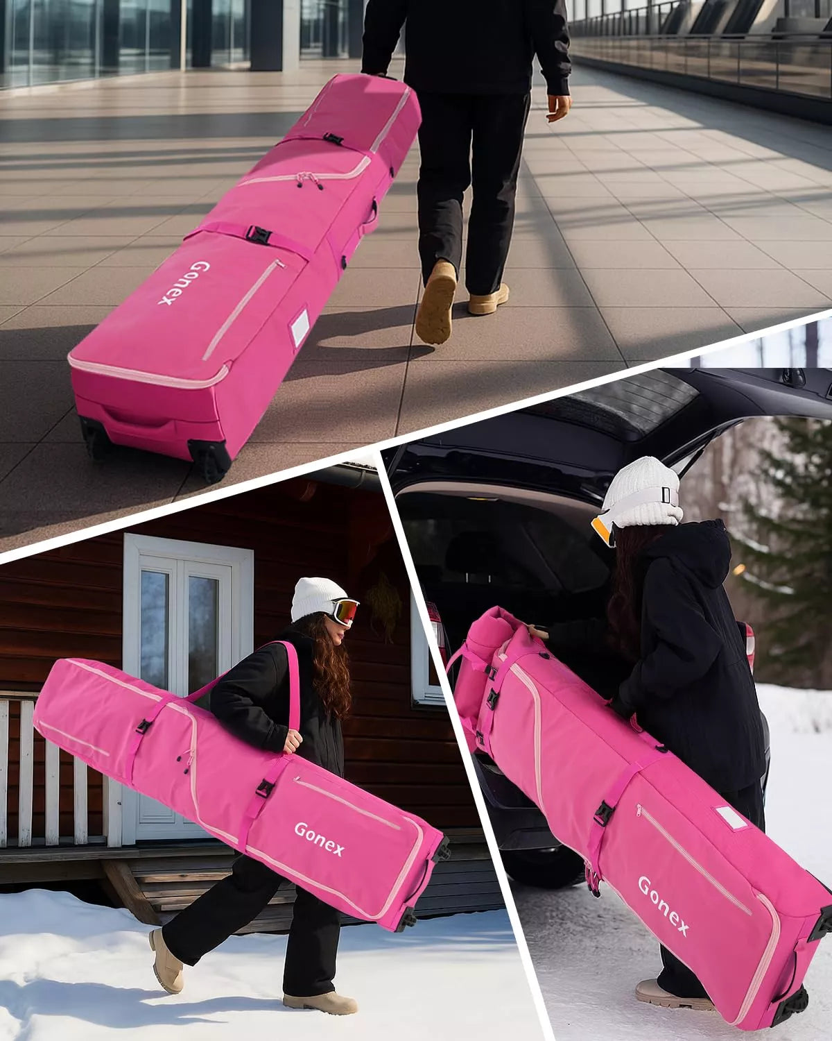 Applications of gonex snowboard bag with wheels pink