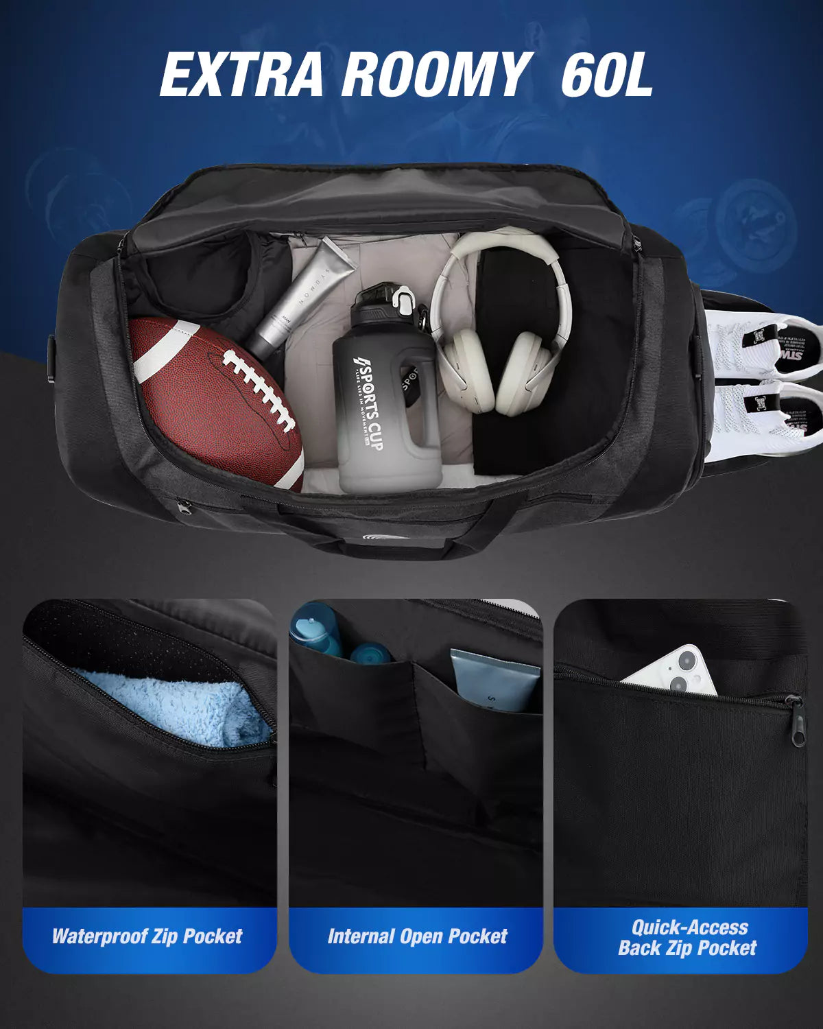 Gonex sport bag with extra roomy 60L