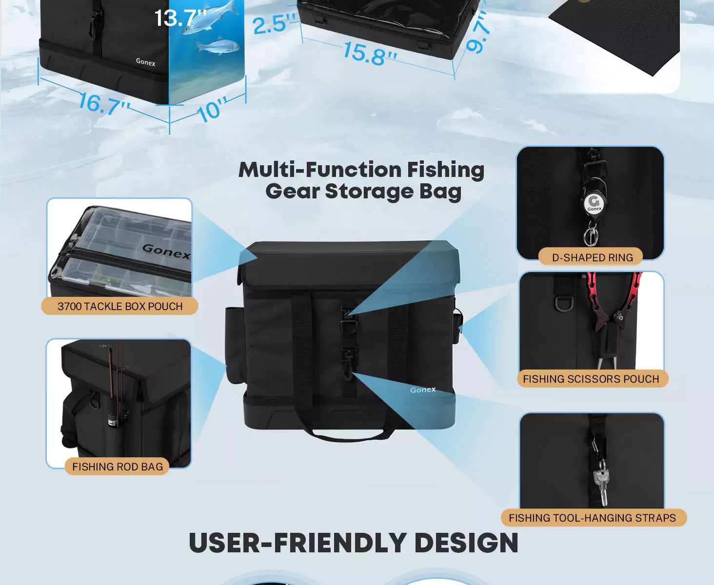 Multi-funtion fishing gear storage box bag