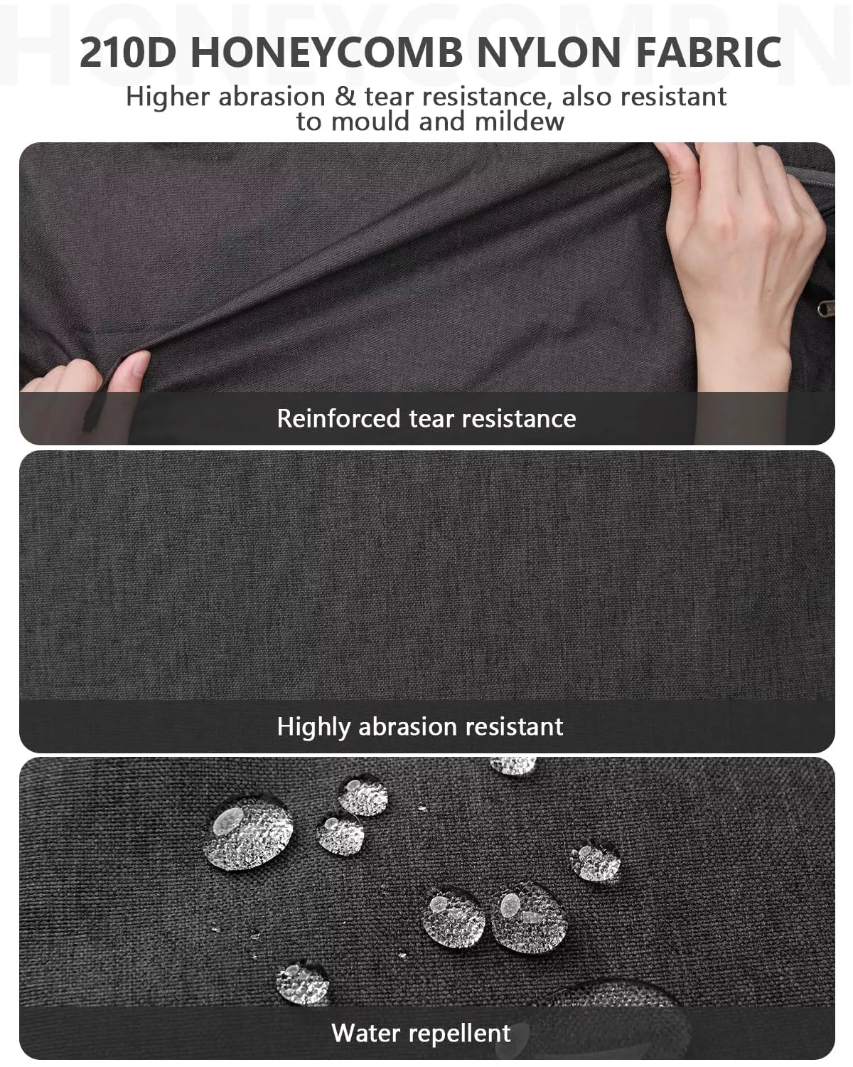 Tear resistant fabric duffle bag 150l features