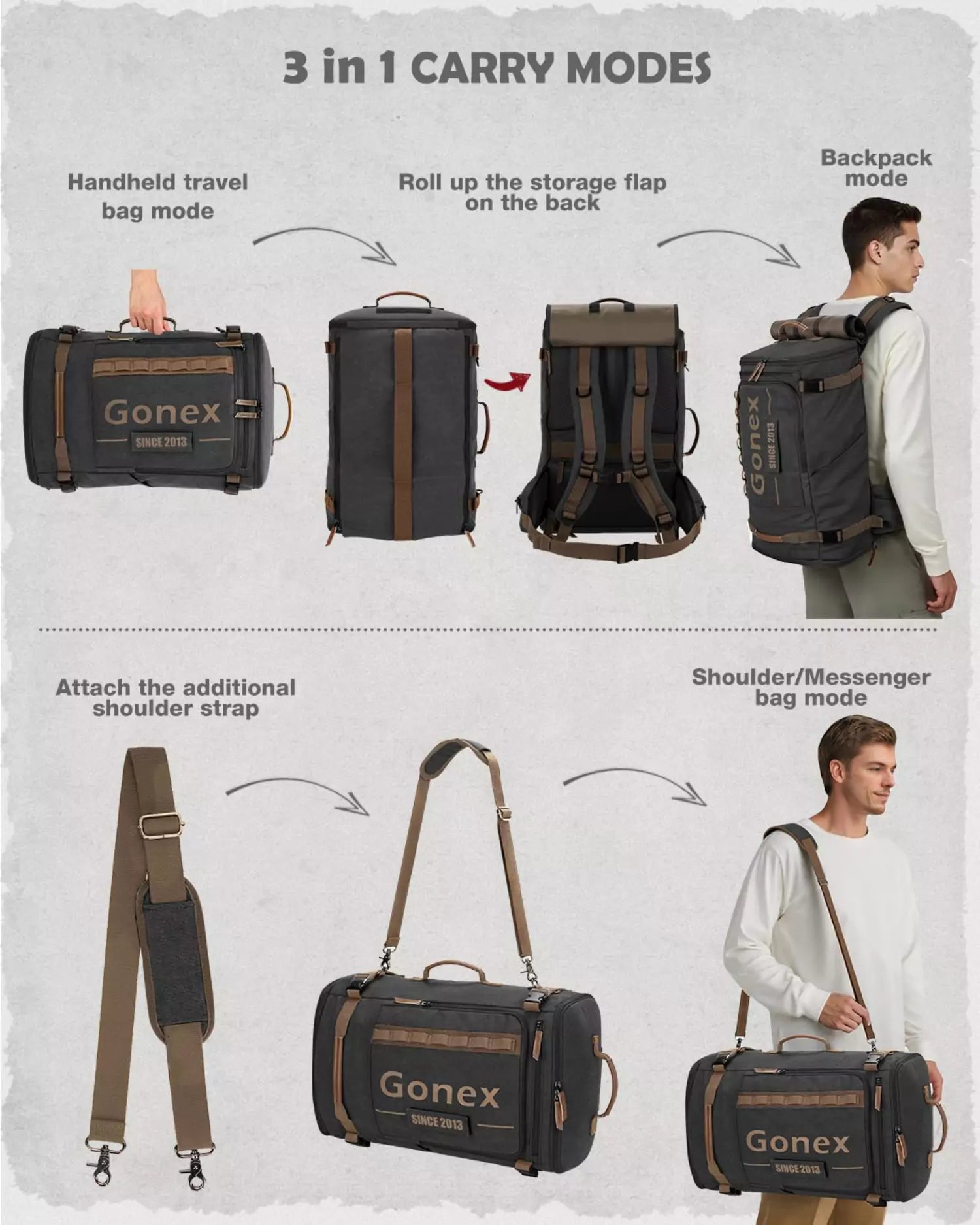 3 in 1 carry modes travel backpack