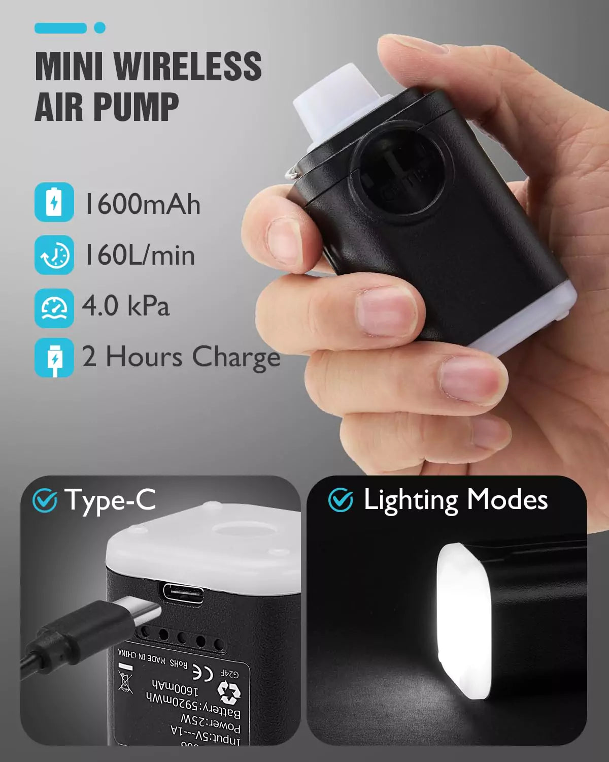 Vacuum pack bags for clothes with mini wireless air pump