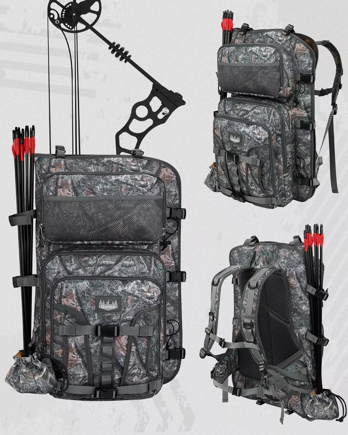 Gonex camo grey waterproof camo bow backpack