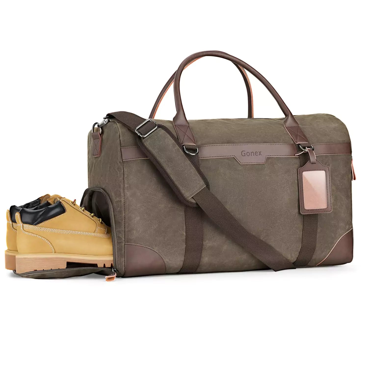 Gonex waxed canvas duffle bag army green