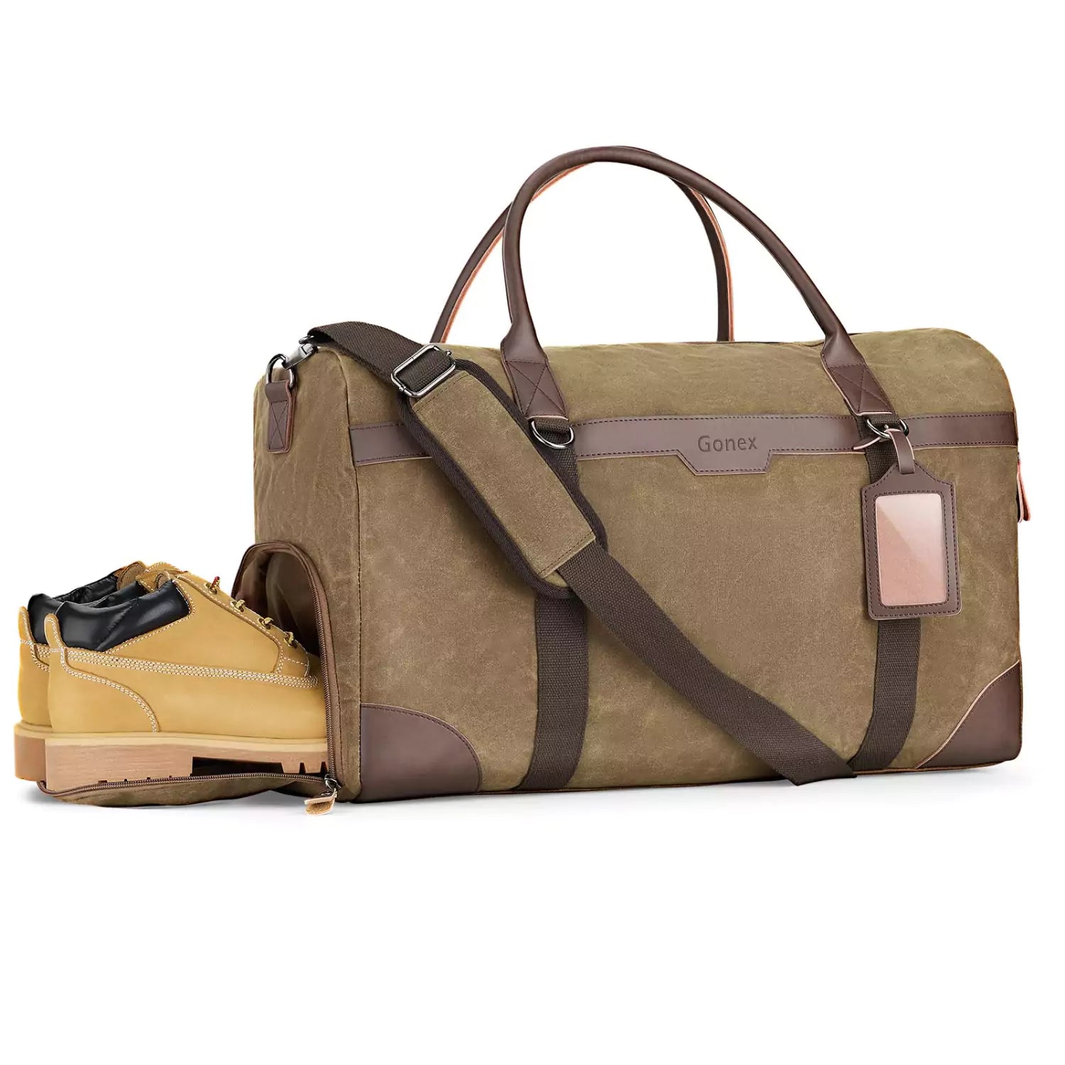 Gonex waxed canvas duffle bag light coffee