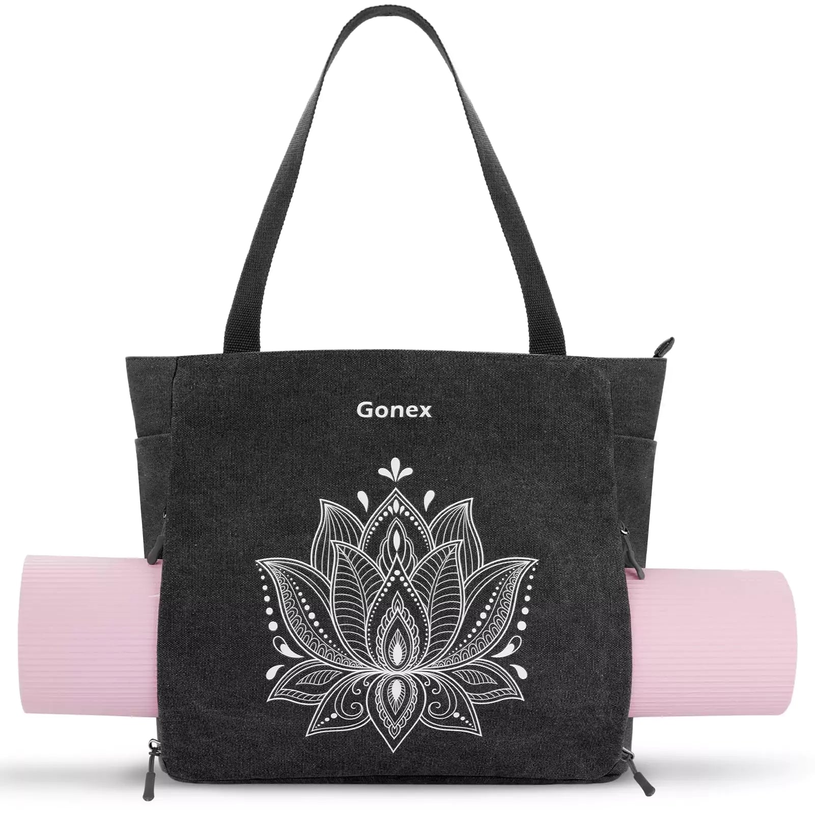 Black yoga mat holder