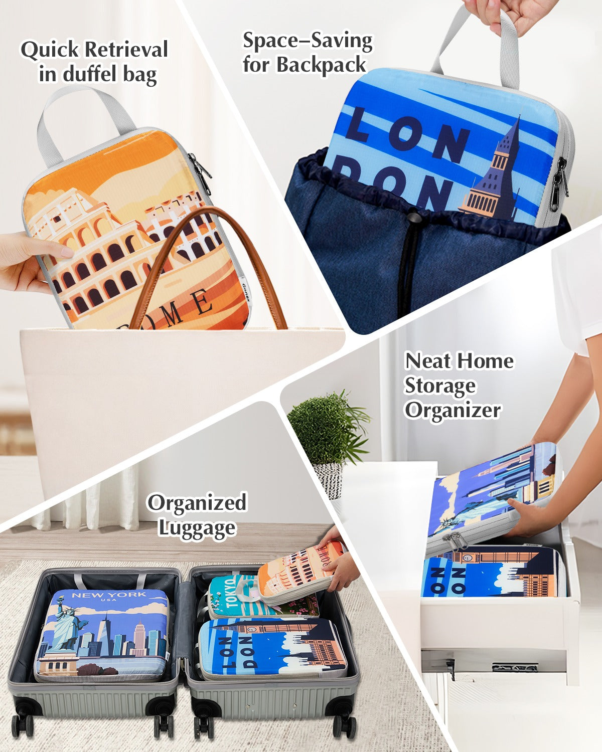 Gonex 6-Piece Compression Packing Cubes with Shoe & Laundry Bags for Travel