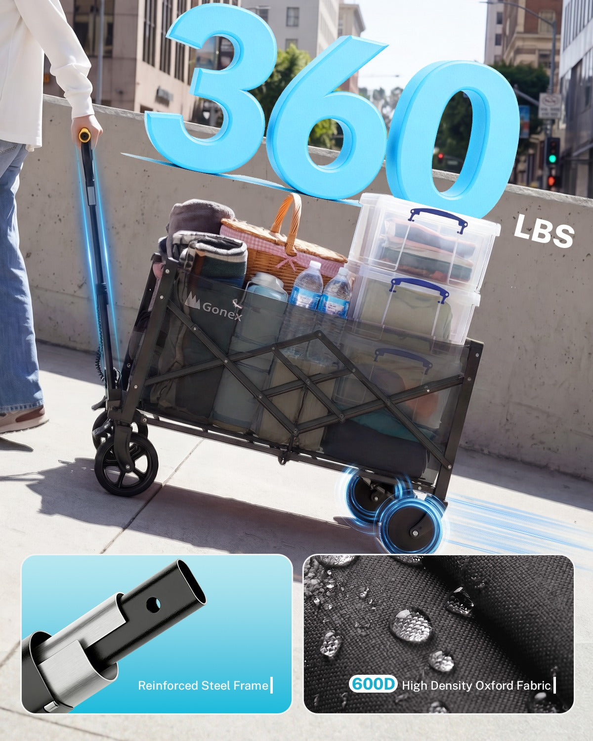 Gonex 36-Inch Electric Wagon Cart Foldable Motorized Utility Wagon