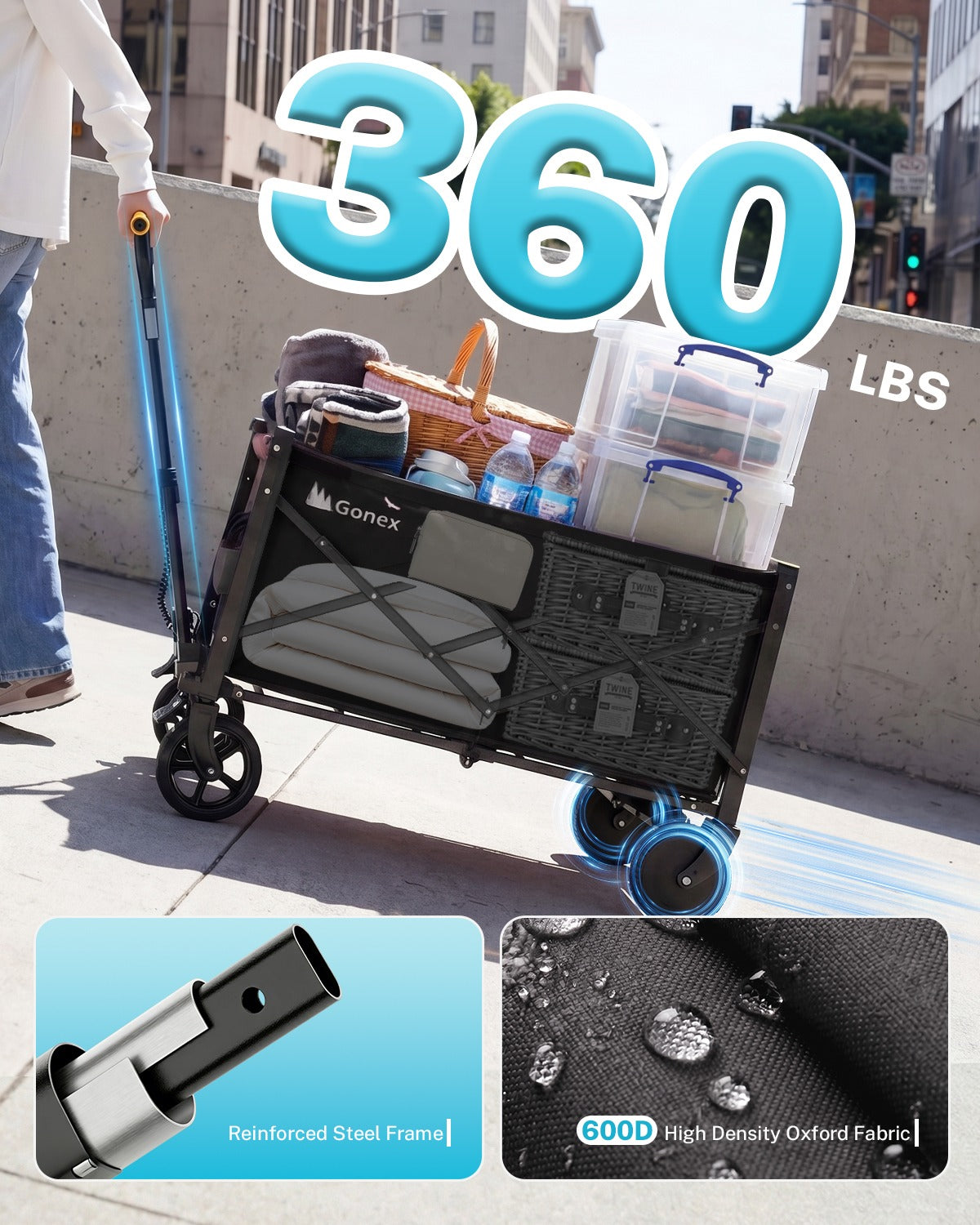 Gonex 36-Inch Electric Wagon Cart Foldable Motorized Utility Wagon