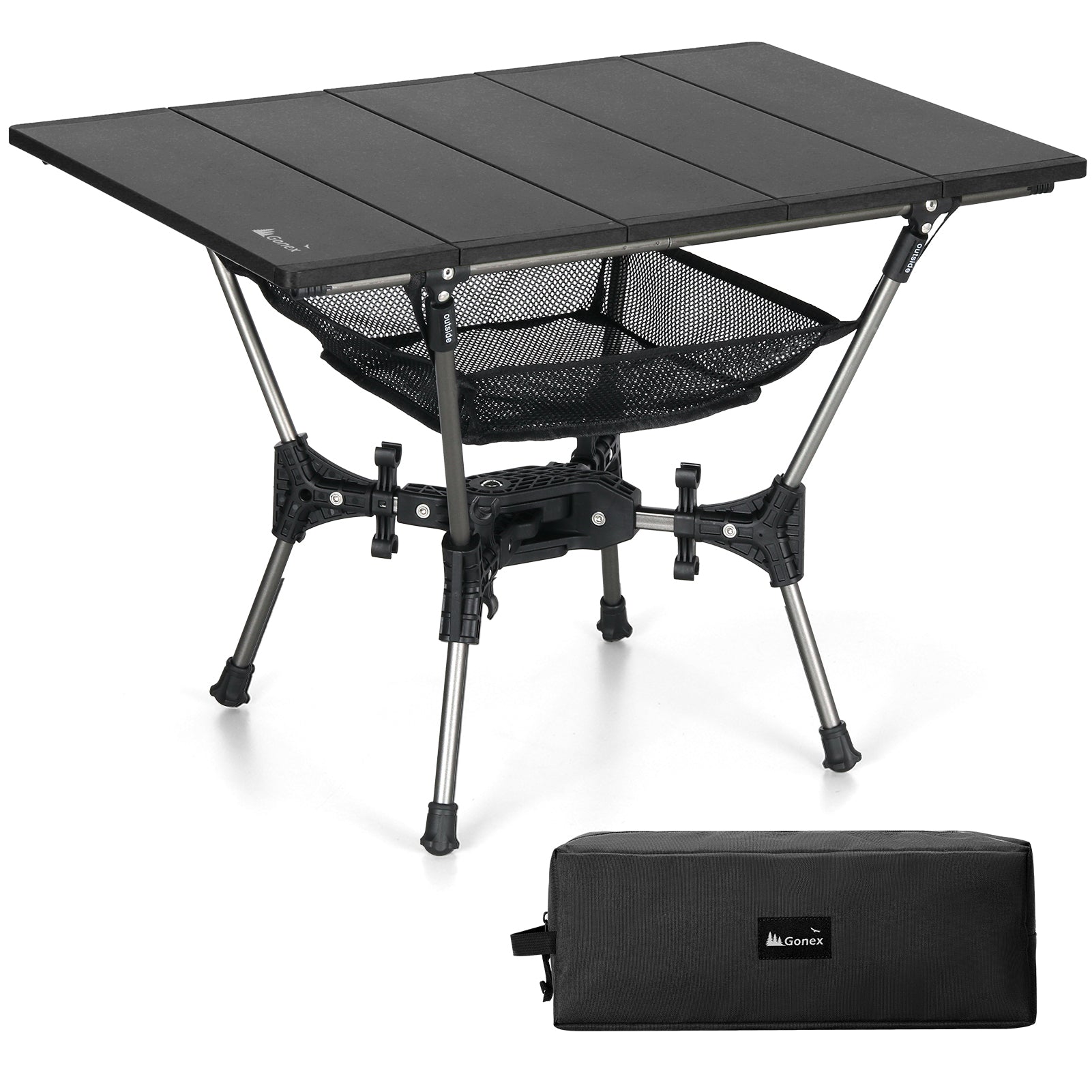 Gonex black folding aluminum camping table with storage bag