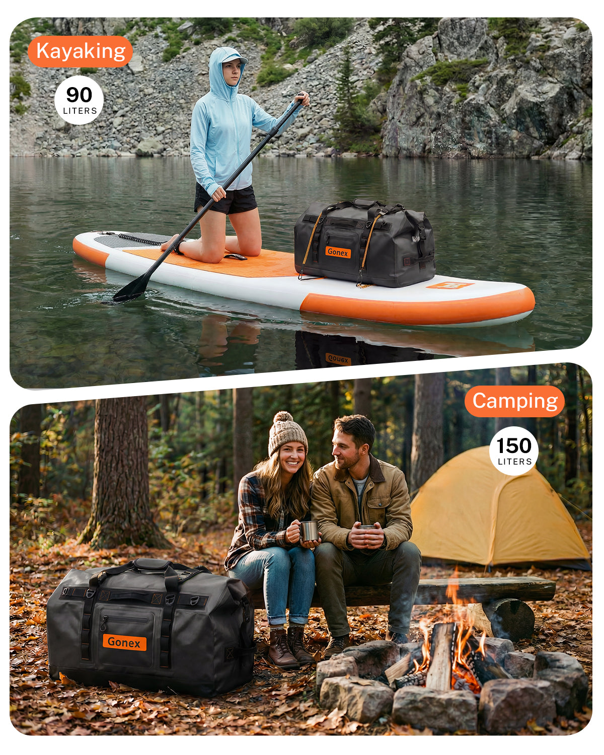 Gonex waterproof duffle bag for kayaking and camping