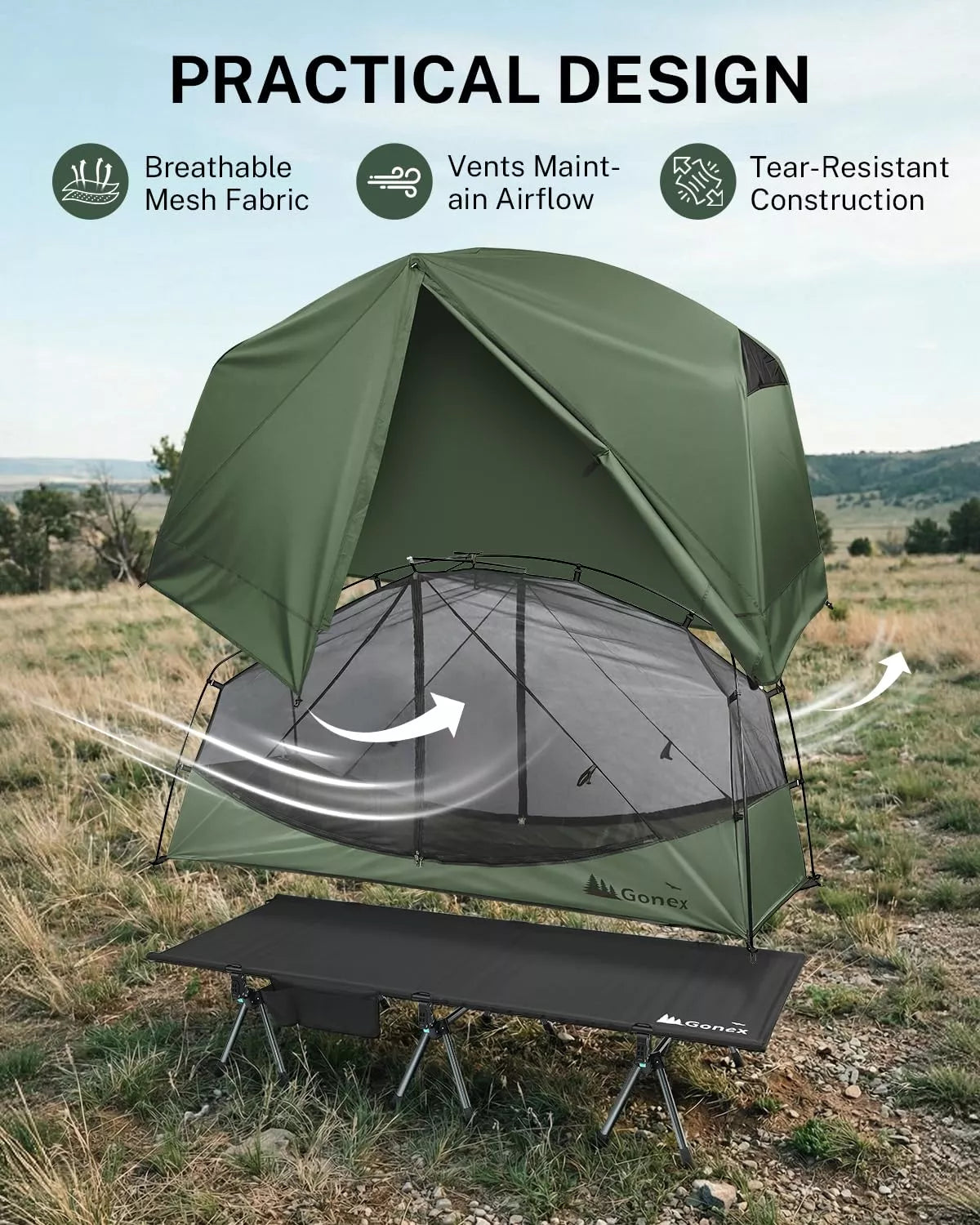 Gonex 1-Person Off-Ground Folding Camping Cot Combo