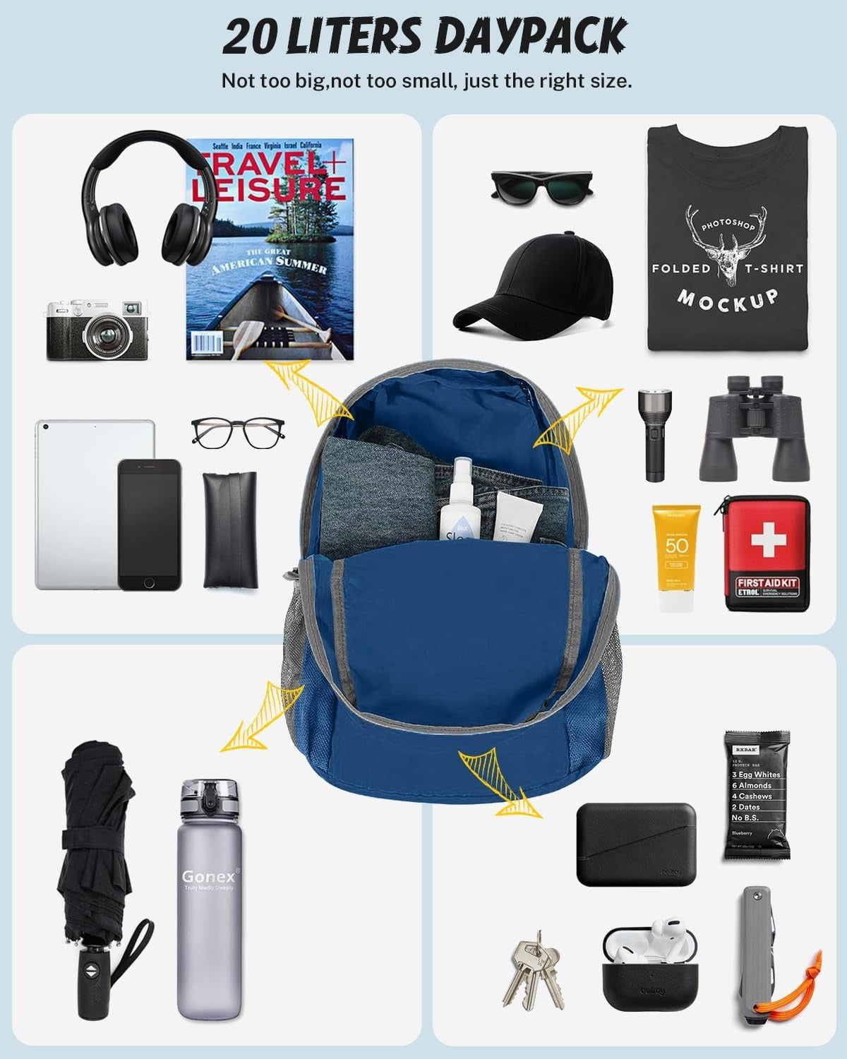 Gonex 20L Lightweight Packable Hiking Backpack Handy Daypack