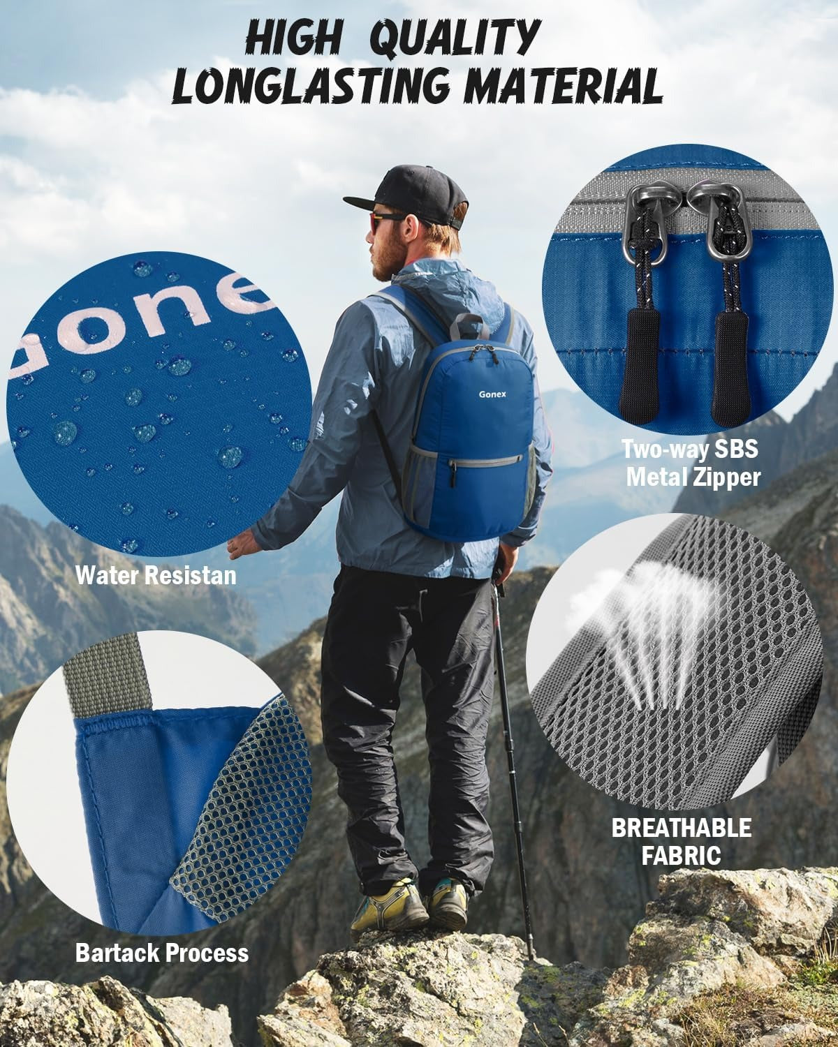 Gonex 20L Lightweight Packable Hiking Backpack Handy Daypack