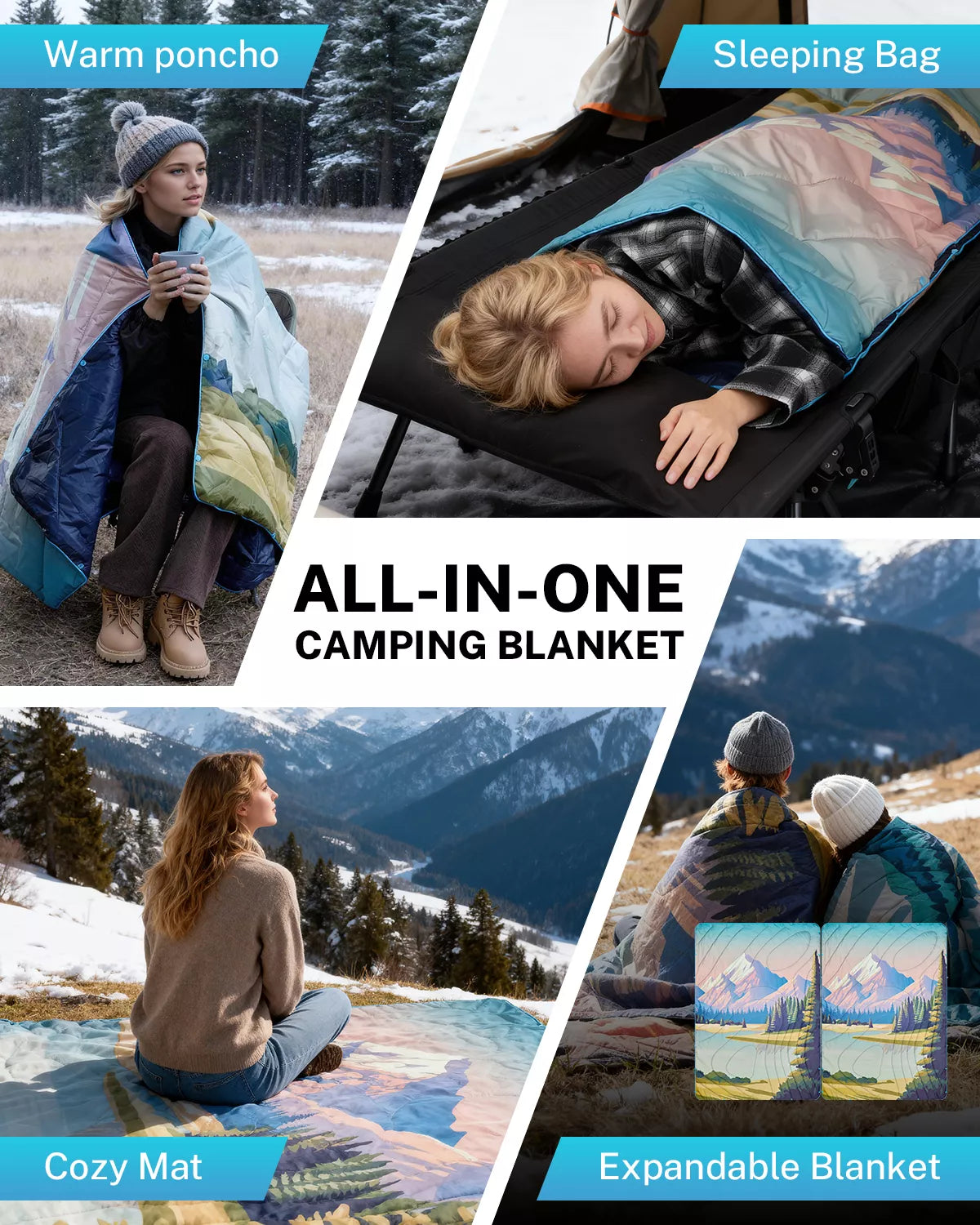 All in one insulated outdoor blanket