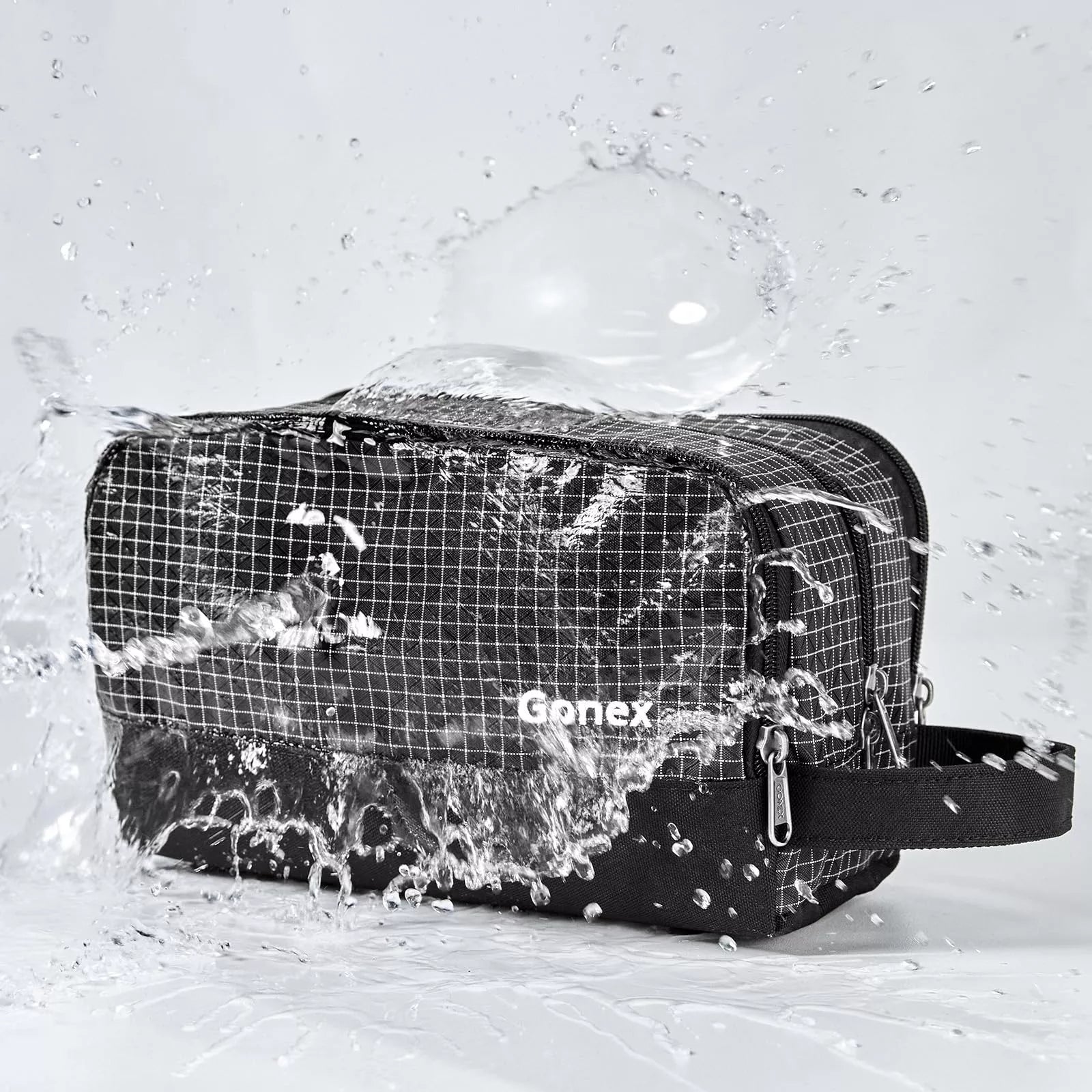 Gonex mesh toiletry bag checkered black