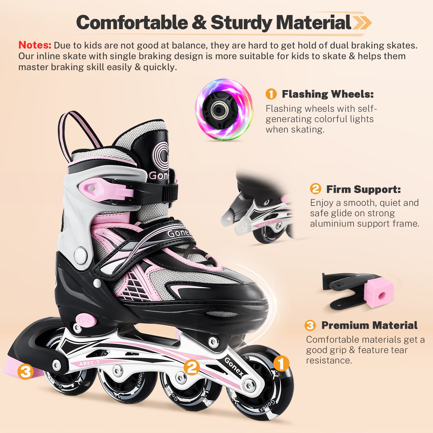 Gonex Inline Skates for Girls Boys Kids