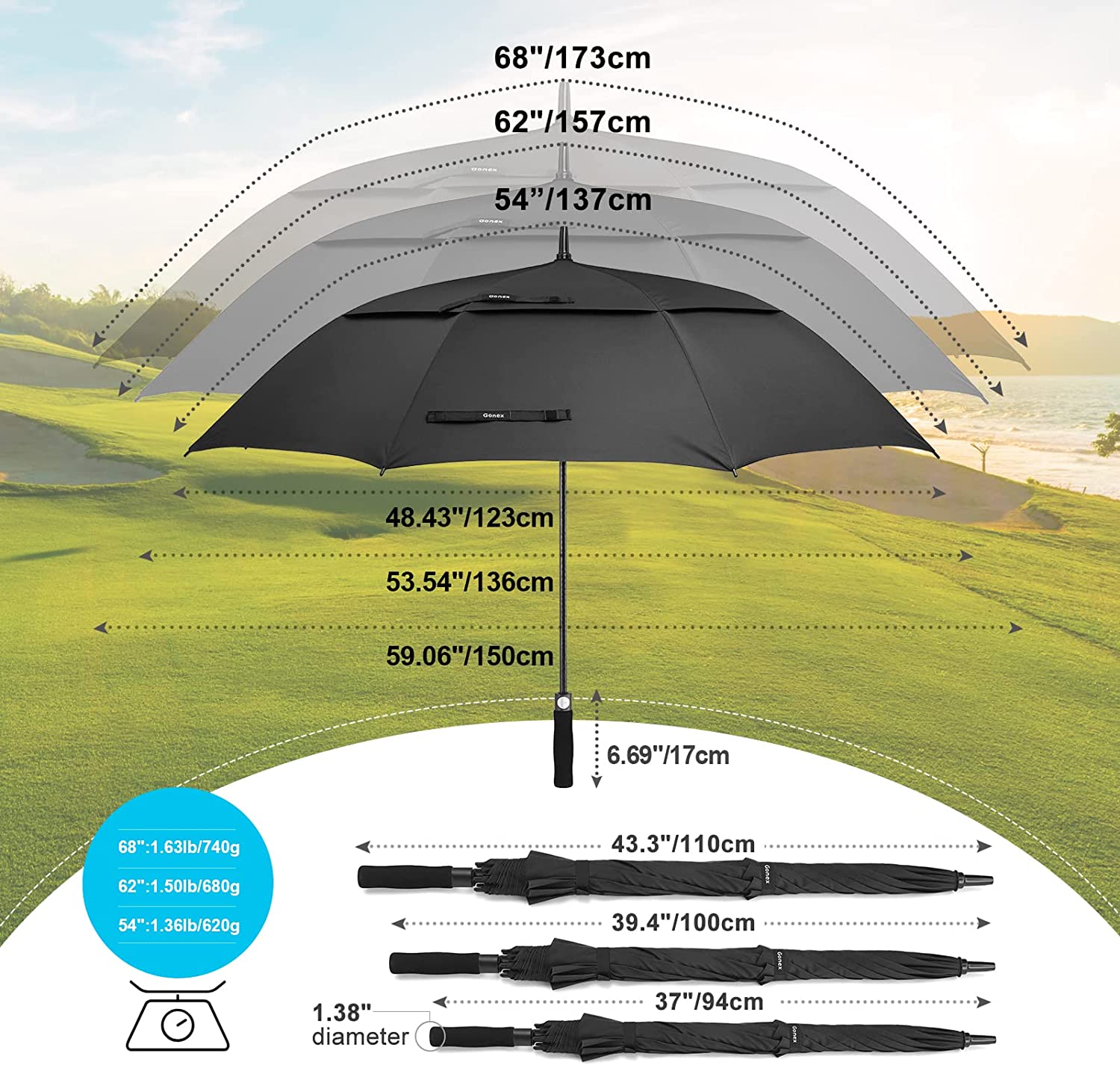 Gonex 68 Inch Extra Large Golf Umbrella
