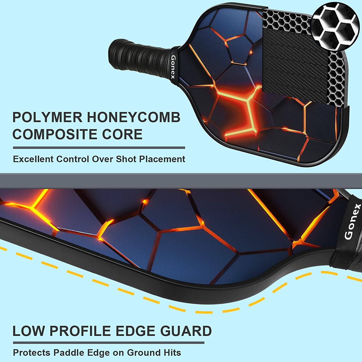 Honeycomb pickleball paddles