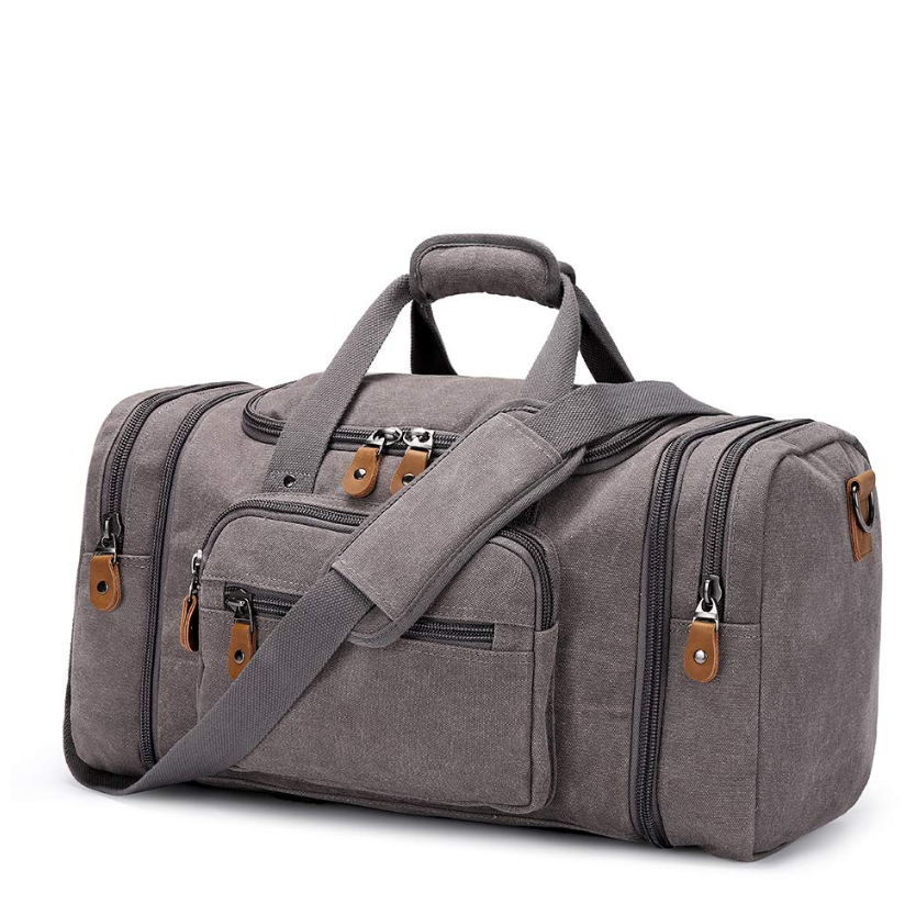 Gonex 60L Expandable Canvas Duffle Bag with Wet Dry Separation Pocket