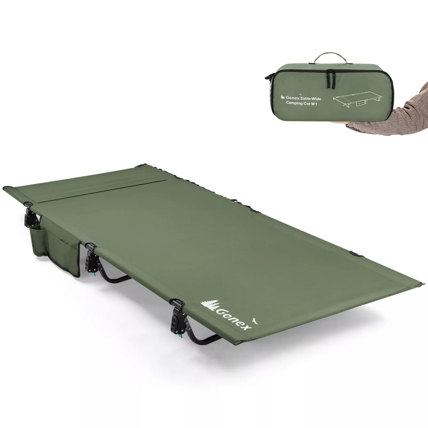 cot tent Gonex Extra Wide and Durable Camping Cot for Adults